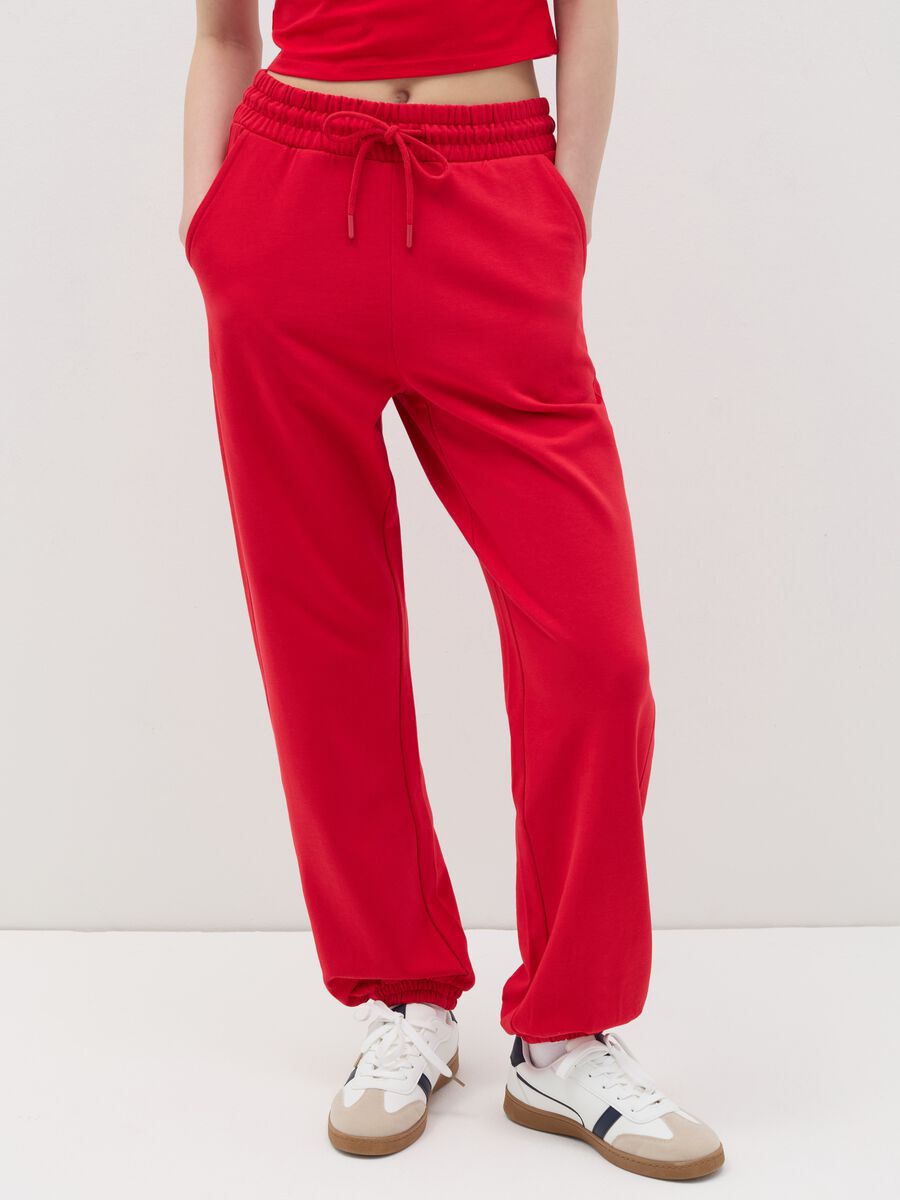 Fleece joggers with drawstring_1