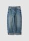 Blue pure cotton straight-fit jeans with belt loops for girls_3