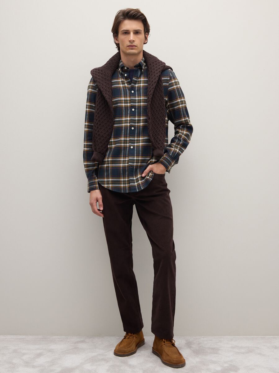 Multicolour long sleeve shirt in pure cotton with a regular fit and check pattern_2