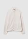 White fitted high-neck fleece sweatshirt with zip_4