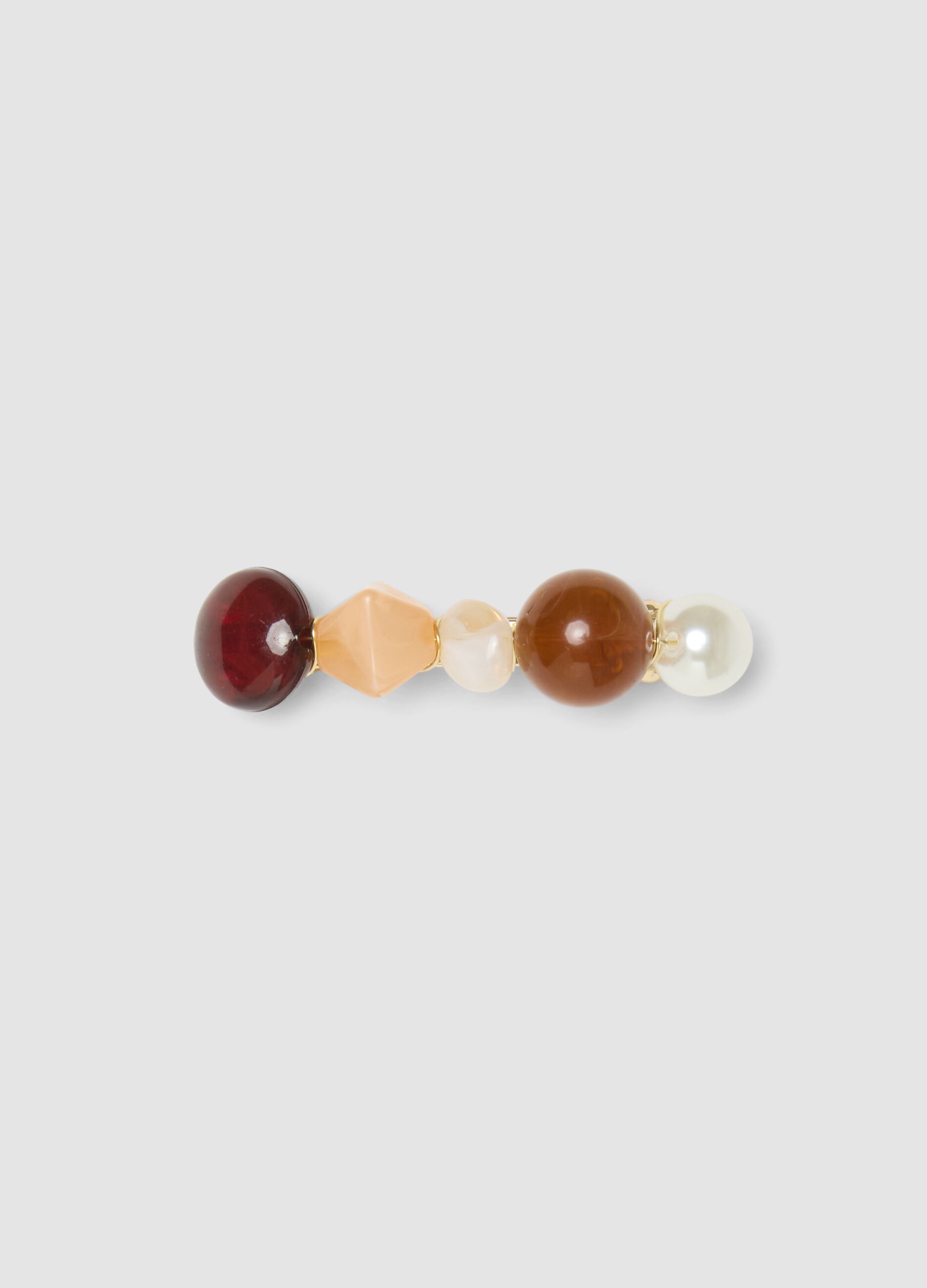 Multicolour hair clip with decorative pearls