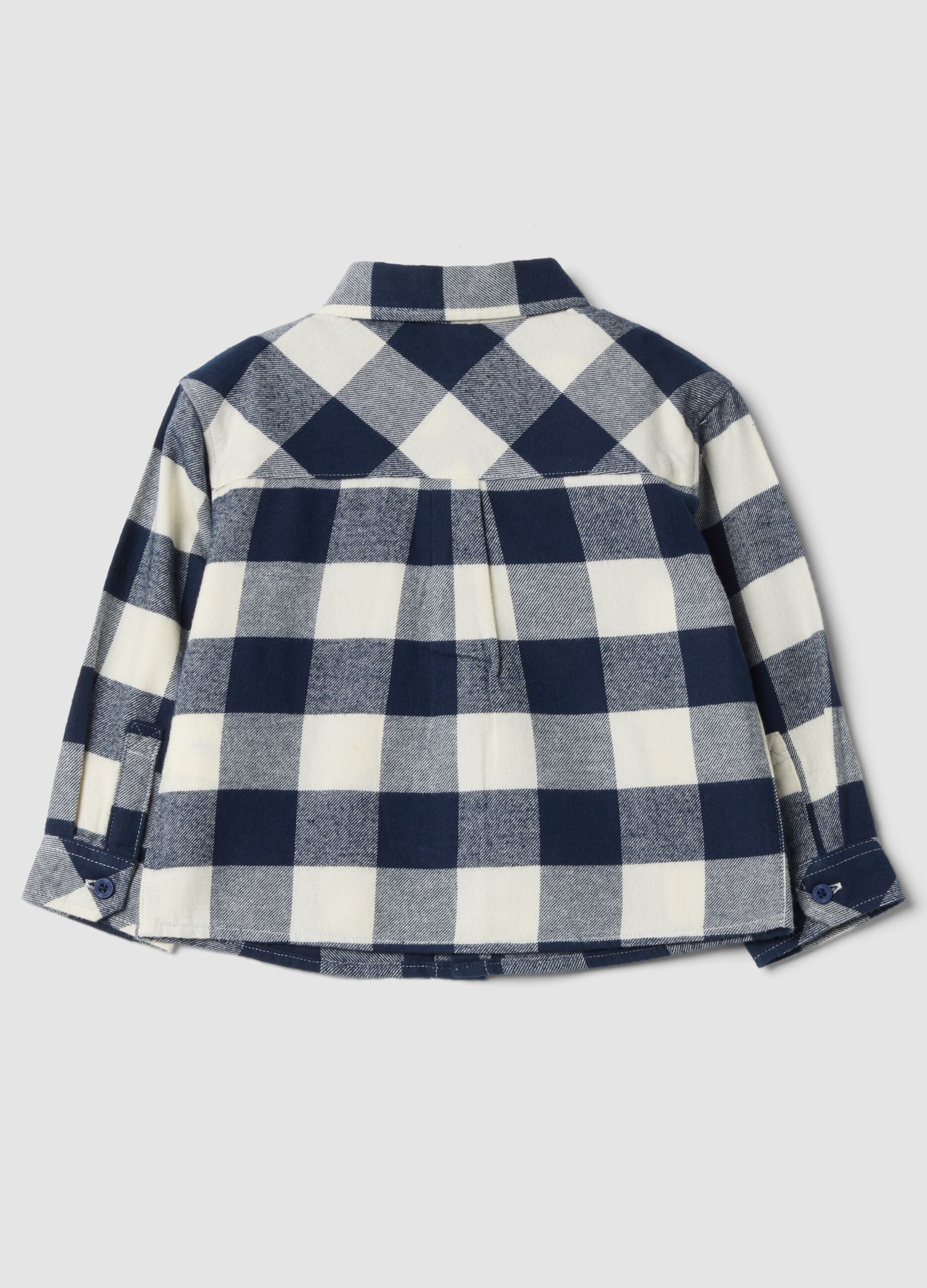 Blue and white checked pure cotton oversized shirt