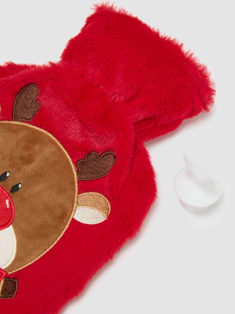 Red Christmas Hot Water Bottle with Cover_2