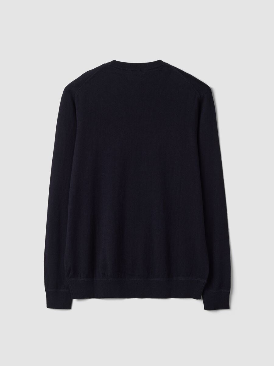 Blue cotton and cashmere blend crew-neck jumper_2