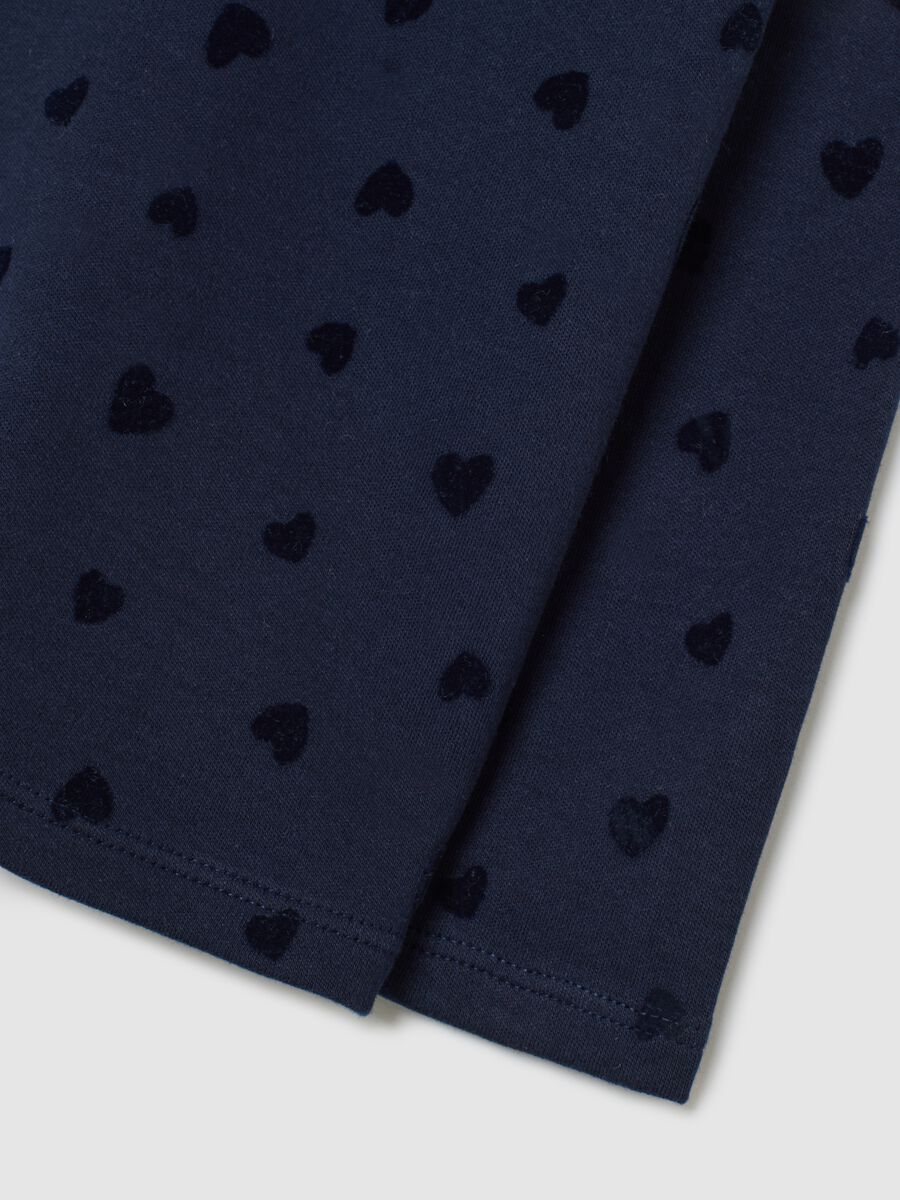 Blue girl's regular fit pure cotton top with heart prints_3