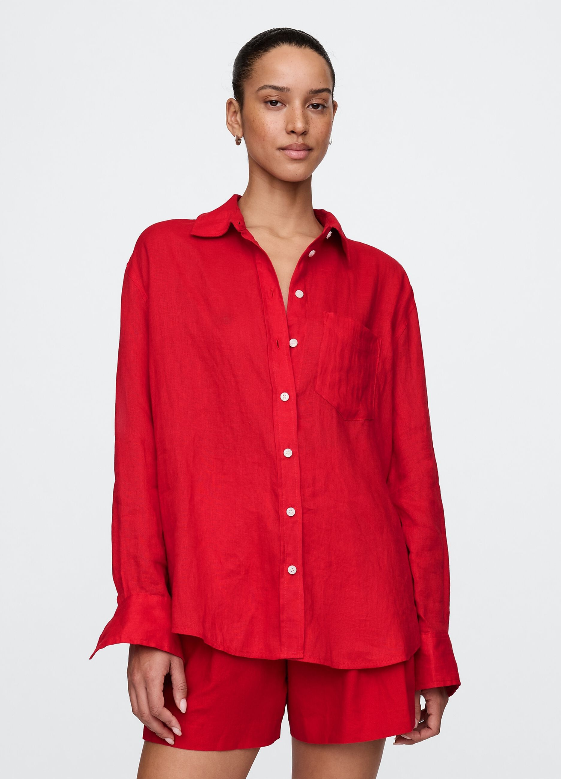 Red Pure Linen Shirt Gap