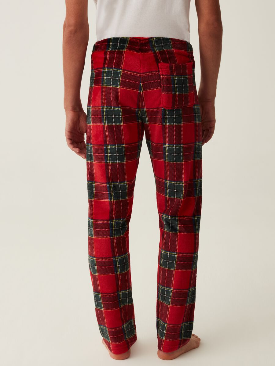 Pantalone pigiama in pile fantasia tartan_2