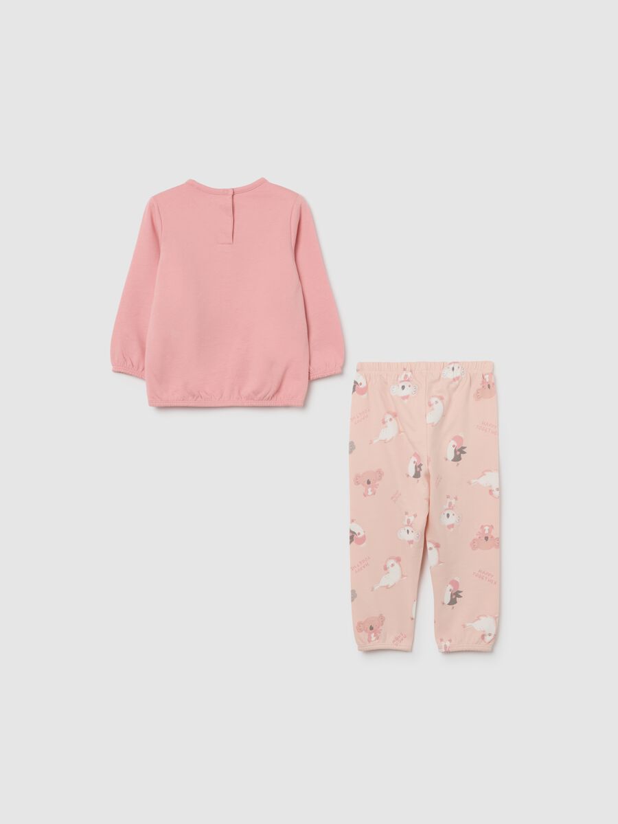 Girls' pink pure cotton pyjamas, regular fit_1