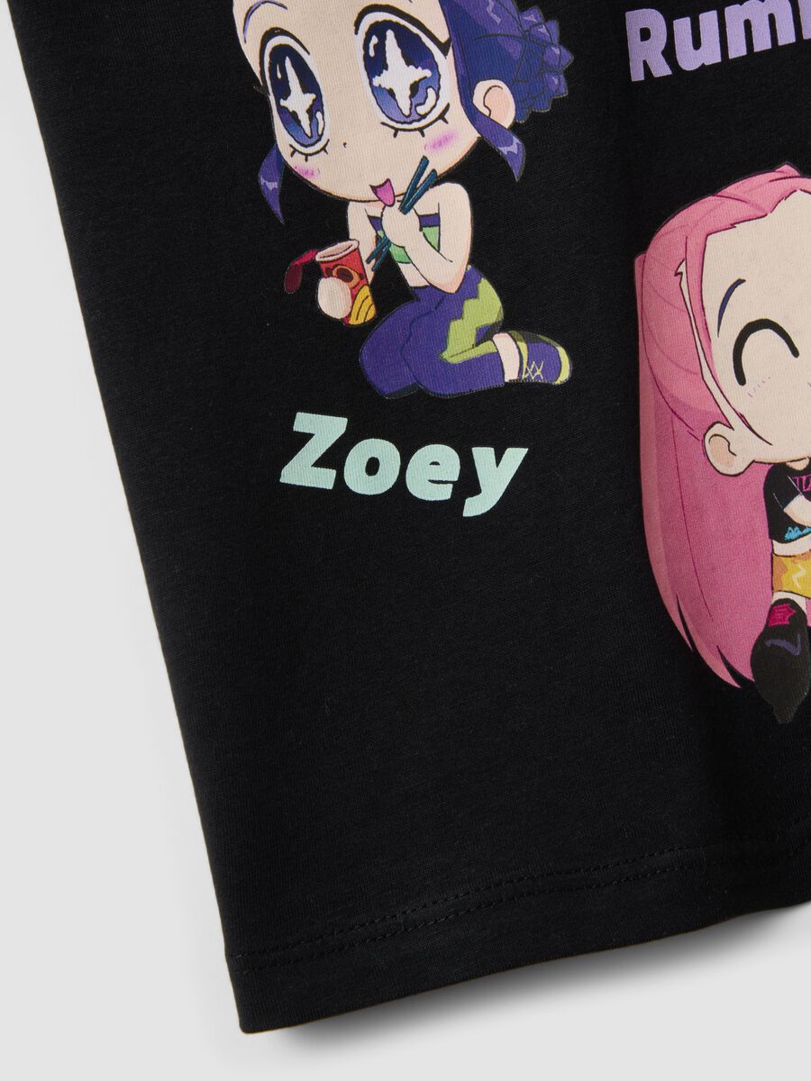 T-shirt nera in puro cotone con stampa K-Pop Demon Hunters regular fit_3