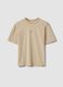 Beige pure cotton short-sleeve boys&rsquo; T-shirt, oversized fit_0