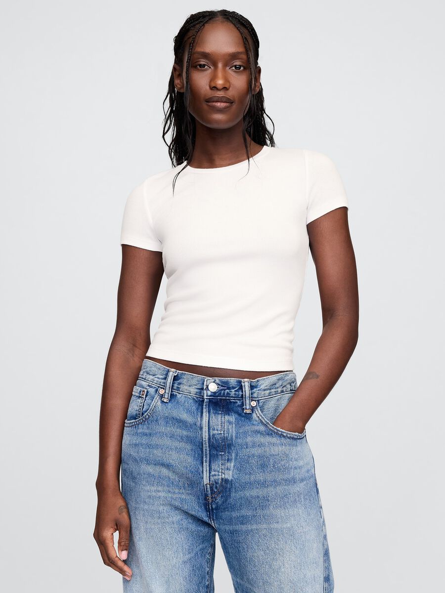 White cotton and stretch modal T-shirt by Gap_0
