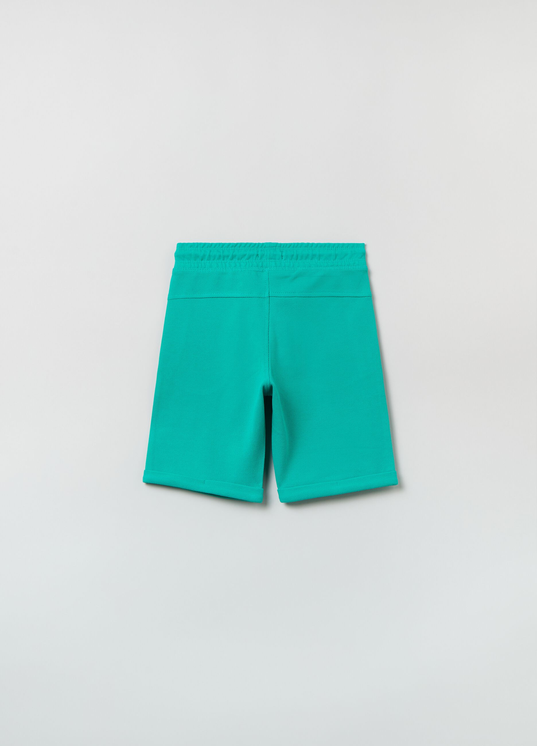 Cotton pique Bermuda shorts with drawstring