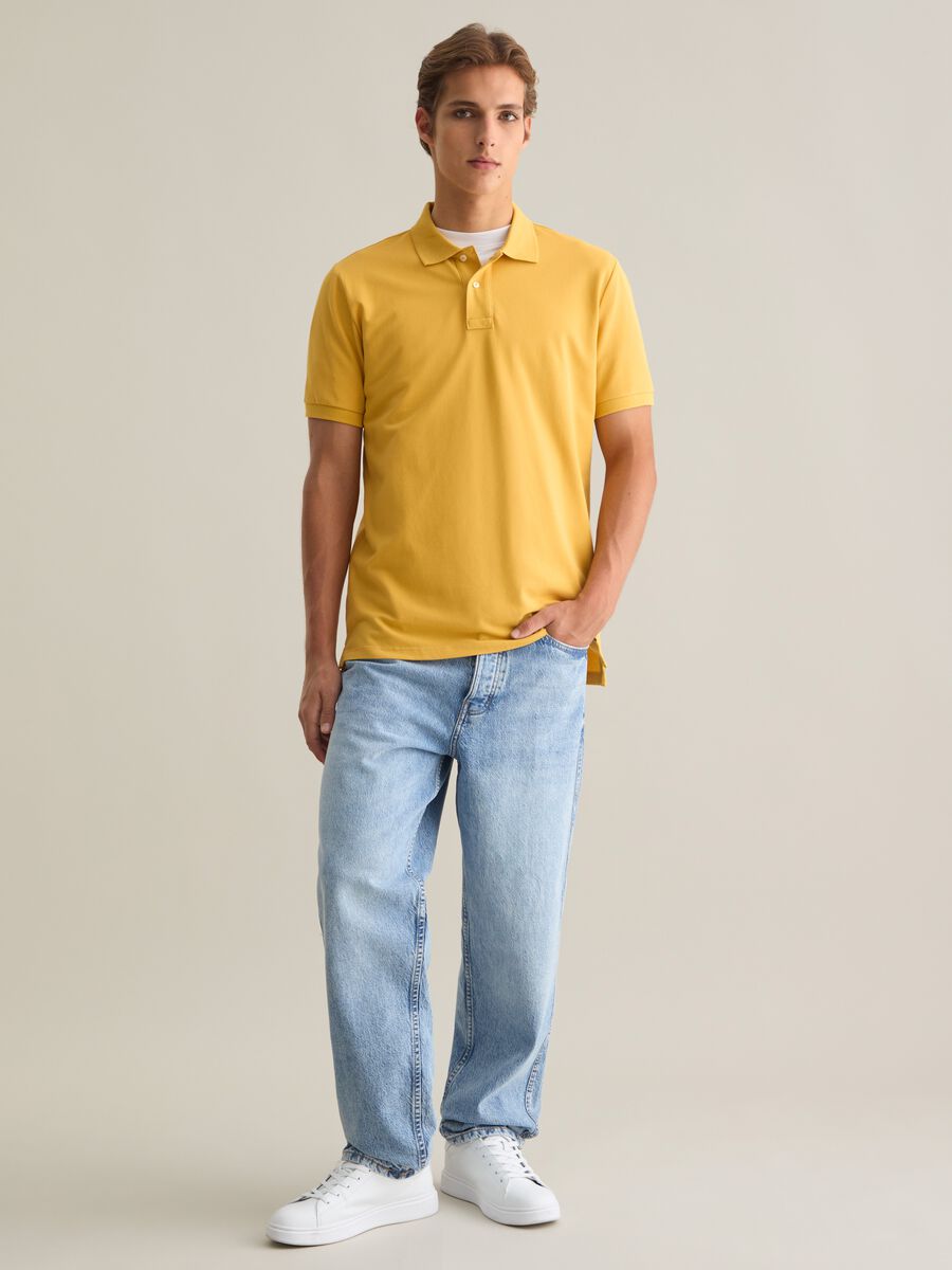 Yellow Short Sleeve Cotton Polo by Piombo_1