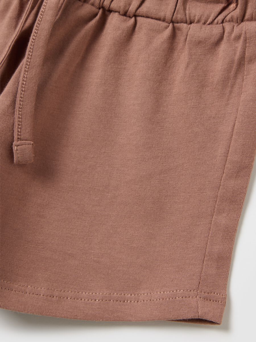 Shorts da bambina in puro cotone marrone regular fit_3