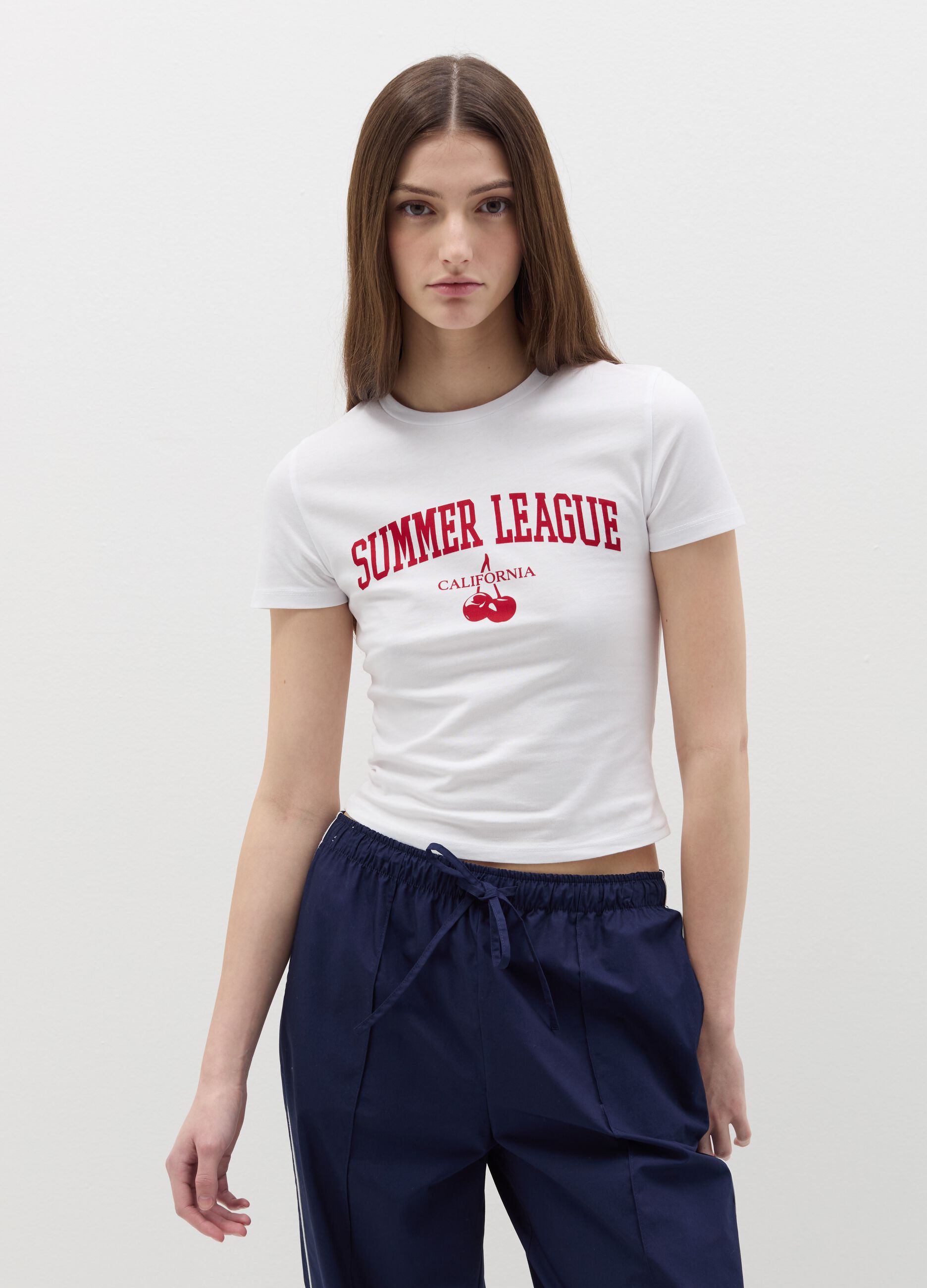 Crop T-shirt with lettering print