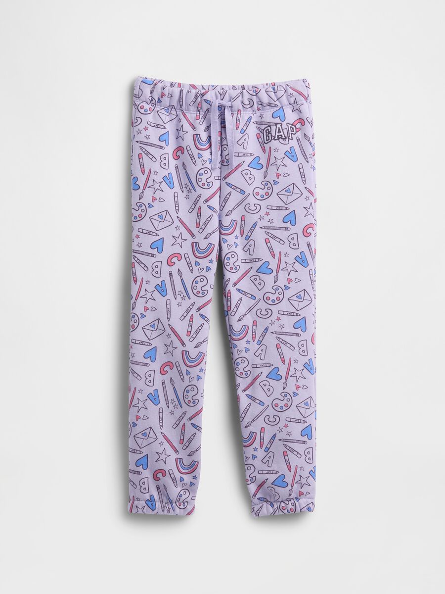 Pantaloni viola per bambina con stampa grafica_0