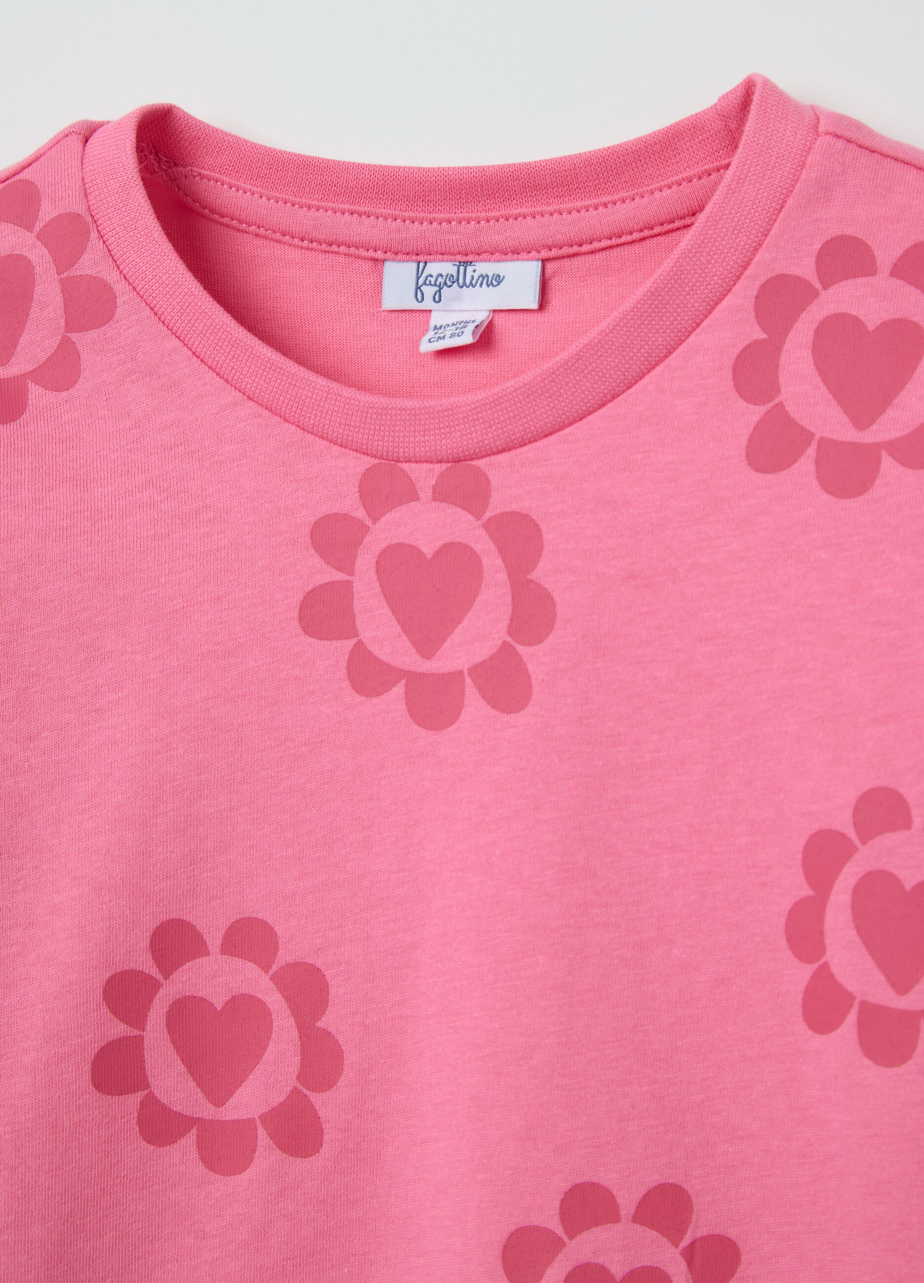 Pink T-shirt in cotton with print