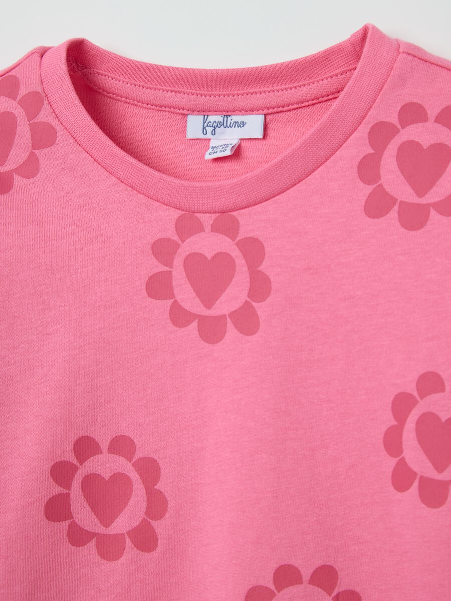 Pink T-shirt in cotton with print_2