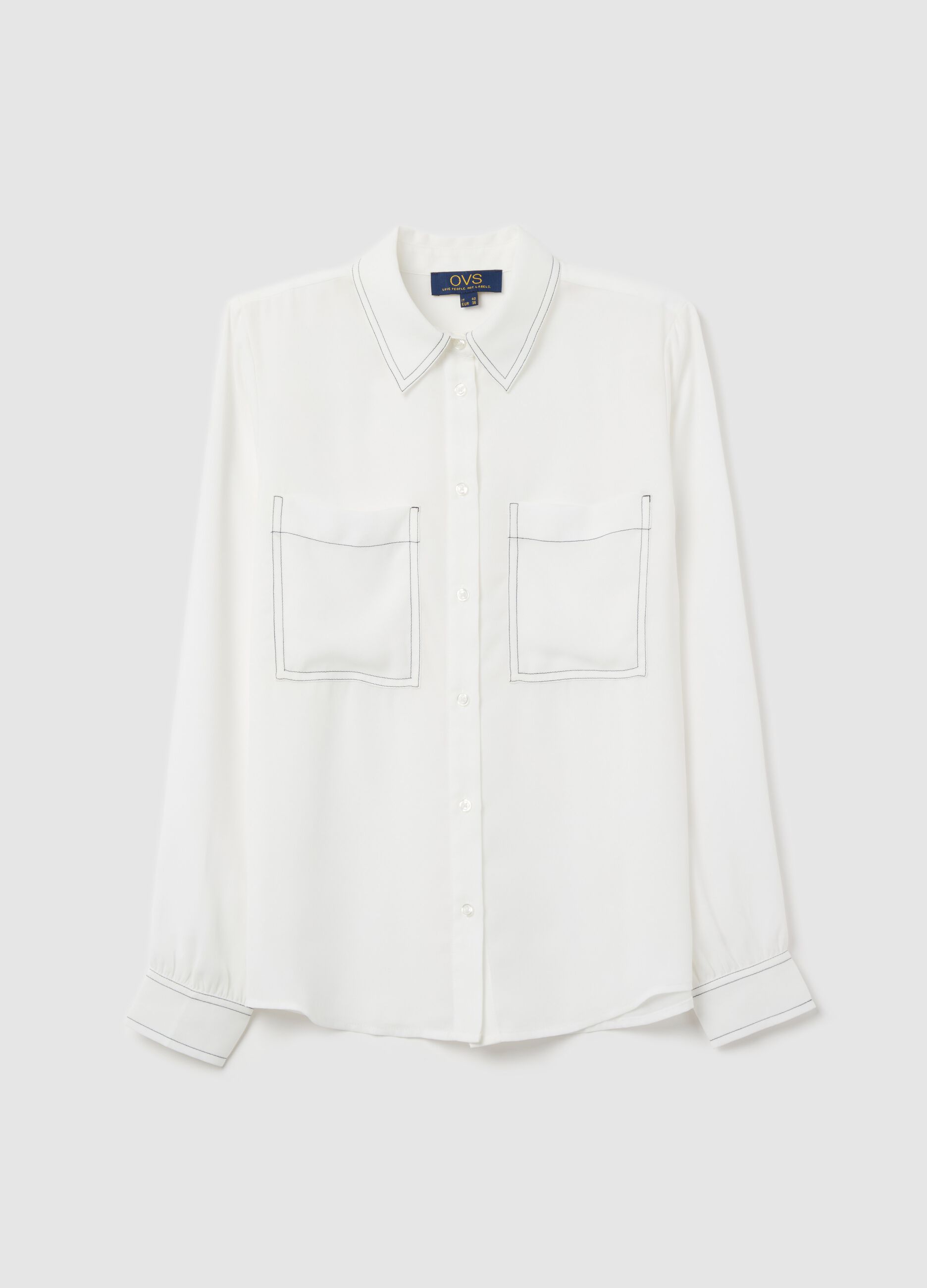Camicia con cuciture a contrasto