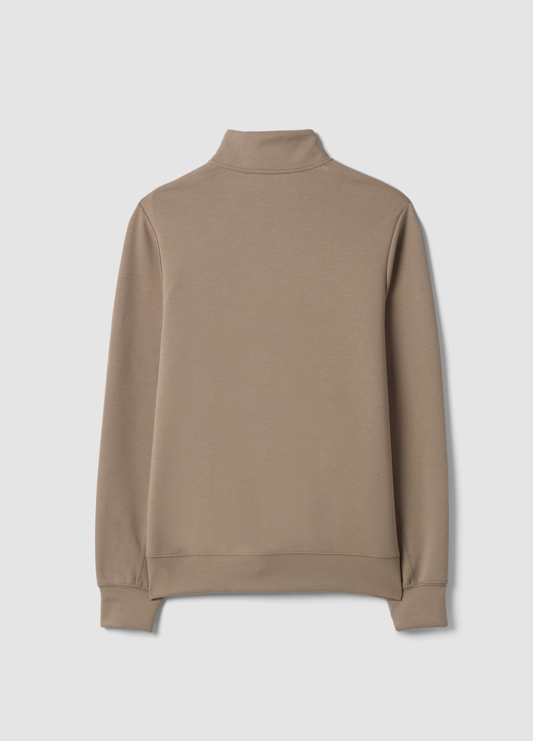 Full-zip beige con colletto in tessuto elasticizzato Easy Dry regular fit