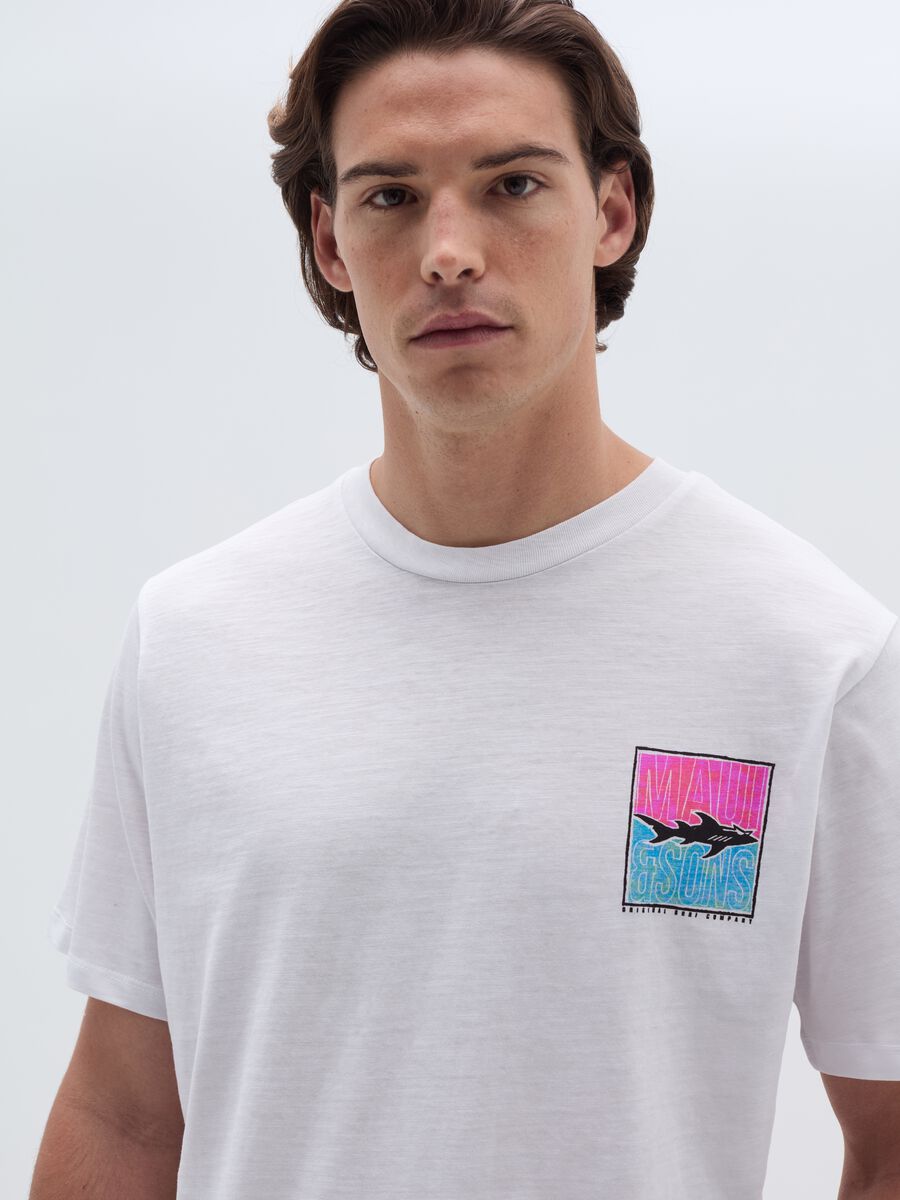 Slub jersey T-shirt with logo print with shark_1