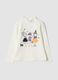 T-shirt bianca in cotone elasticizzato con Collo rialzato_4