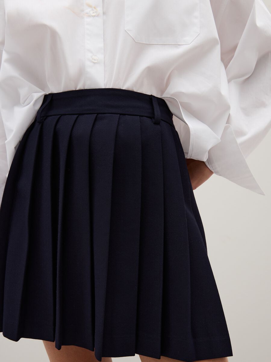 Blue stretch fabric skirt with regular fit_3