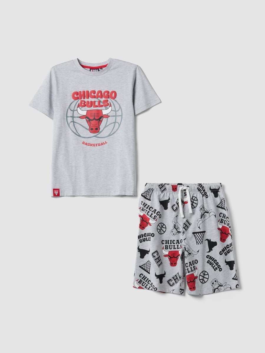 Grey organic cotton pyjamas with T-shirt and shorts_0