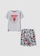 Grey organic cotton pyjamas with T-shirt and shorts_0