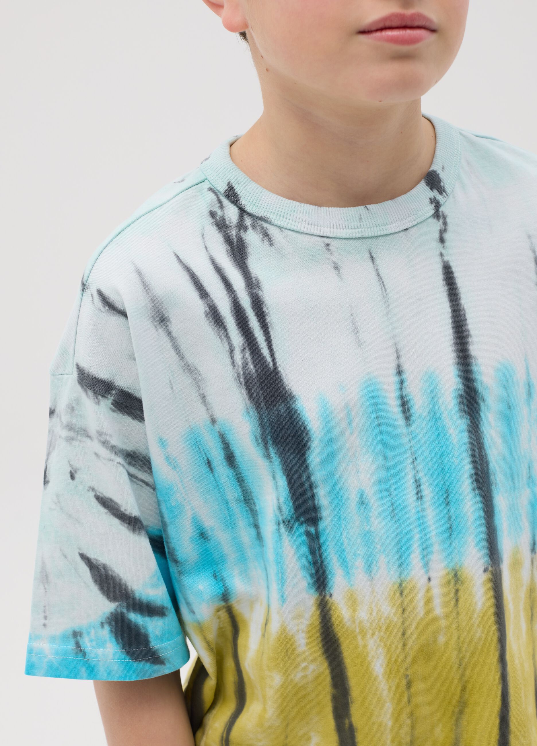 T-shirt in cotone con stampa Tie Dye