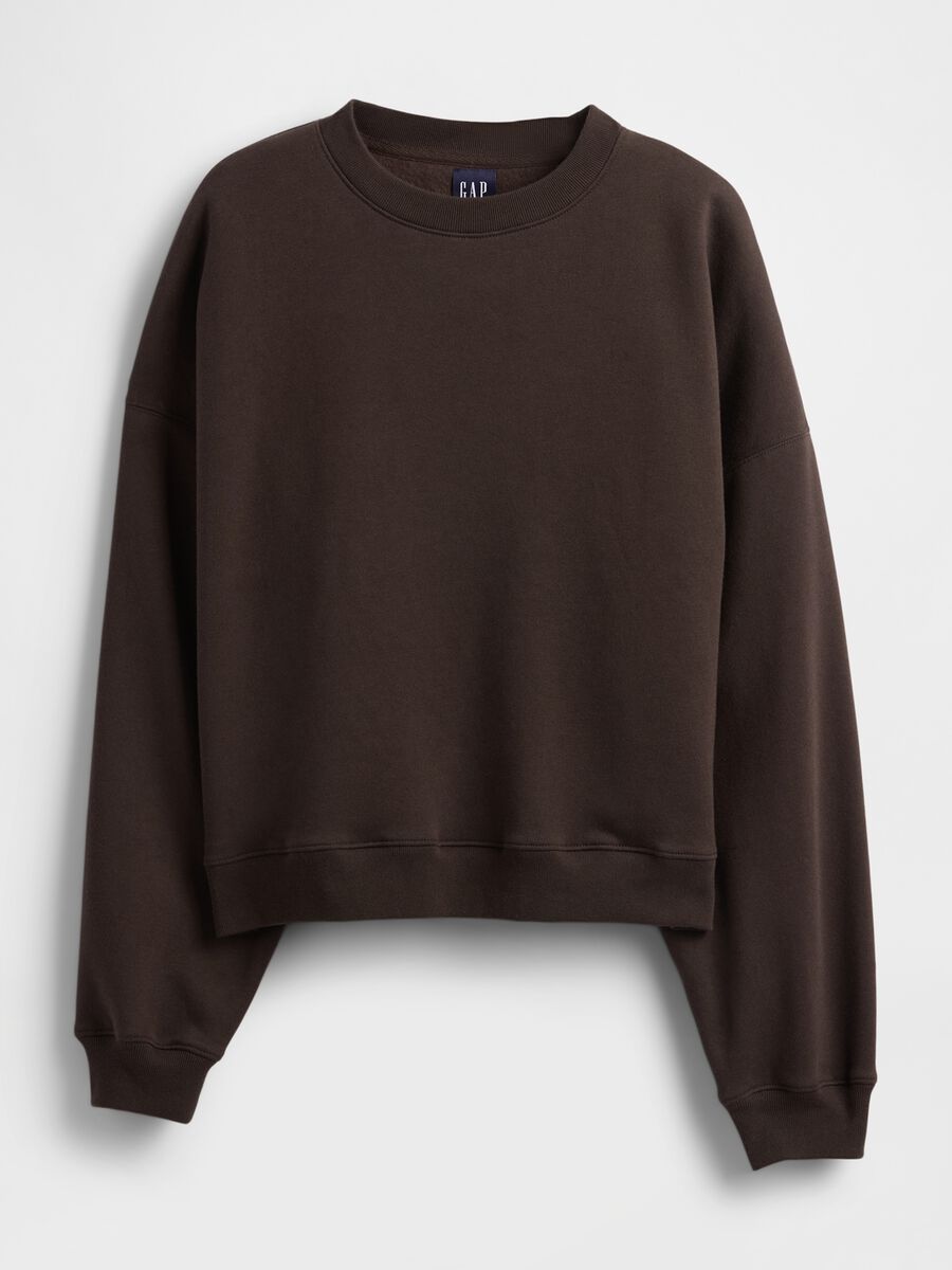 Brown Cotton Blend Crew Neck Sweatshirt_4