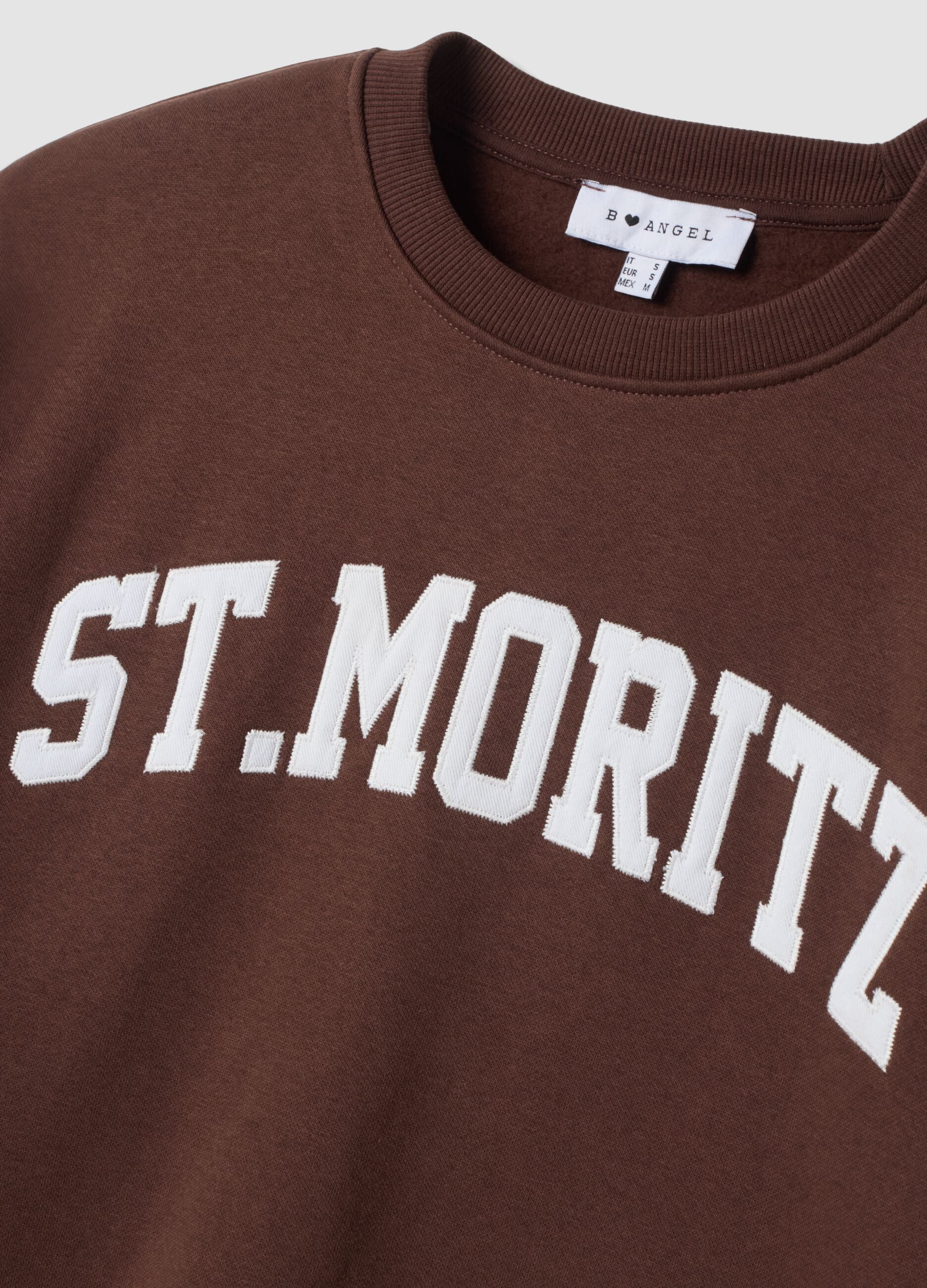 Brown cotton-blend sweatshirt with shirt-effect insert, regular fit