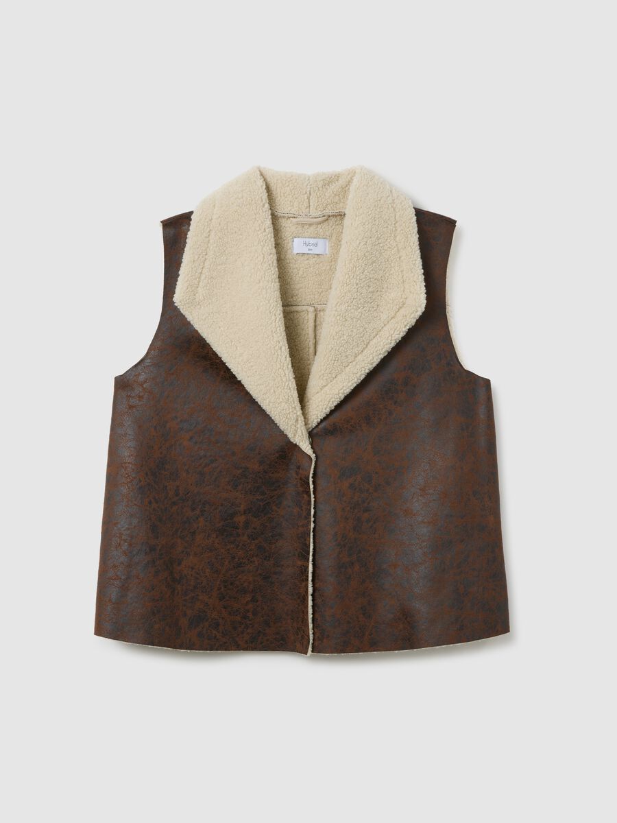 Brown regular fit gilet with zip_4