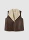Brown regular fit gilet with zip_4