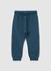 Baby trousers in pure blue cotton with regular fit and elasticated waist_0