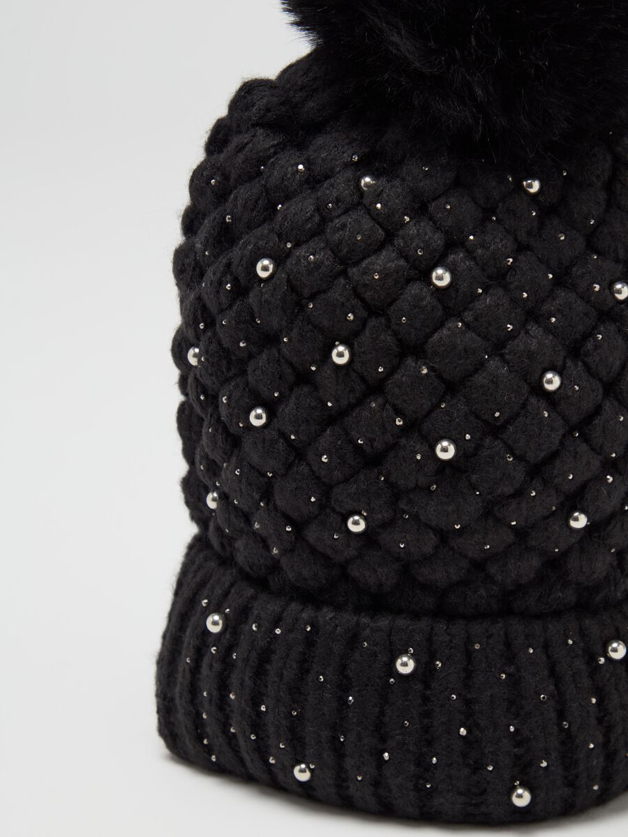 Argyll hat with beads and pompom_2