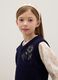 Girls' hand-embroidered blue waistcoat with V-neck regular fit_2