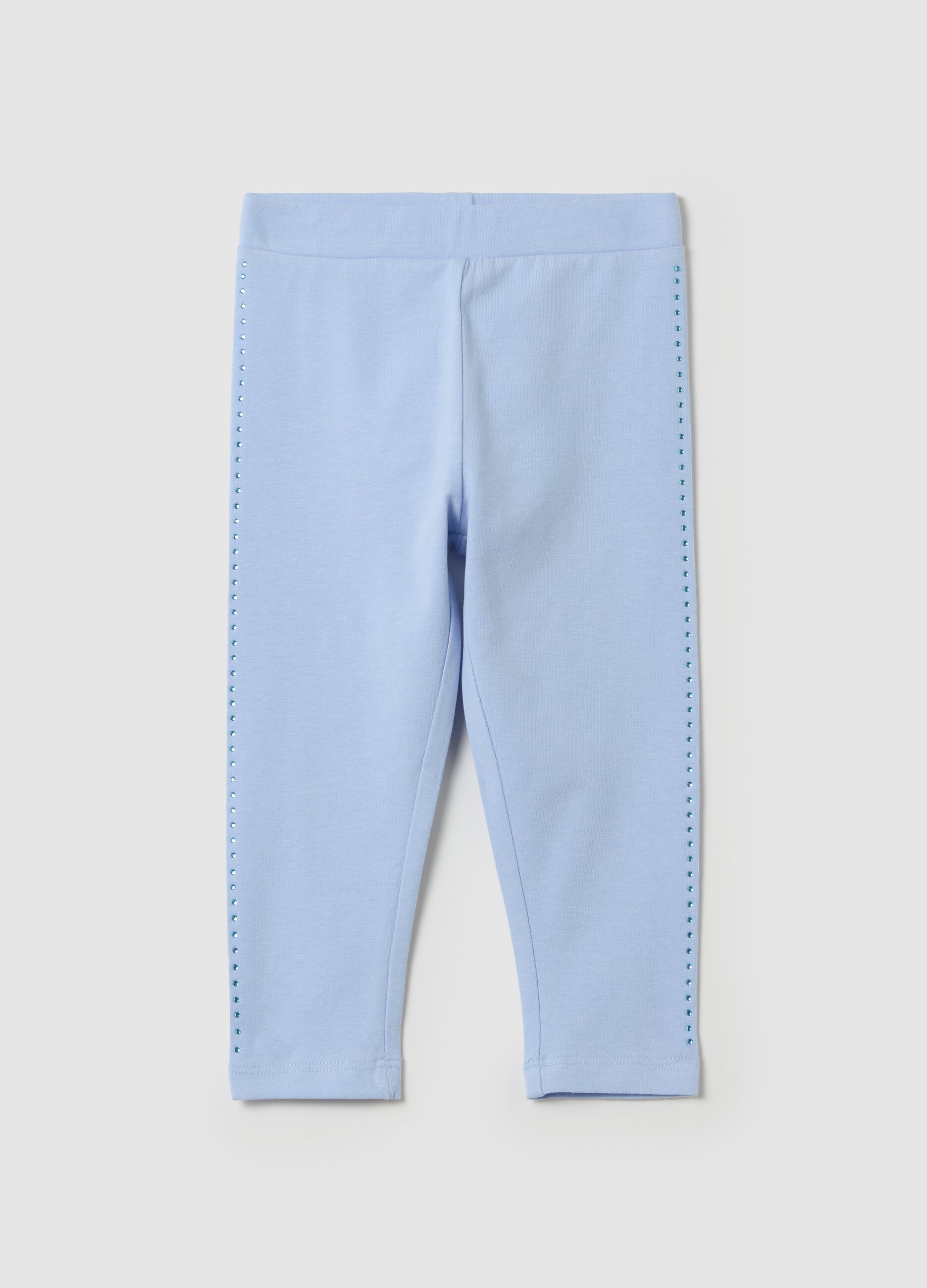Stretch cotton leggings with diamanté motif