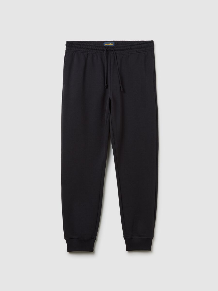 Pantaloni in misto cotone nero regular fit_0