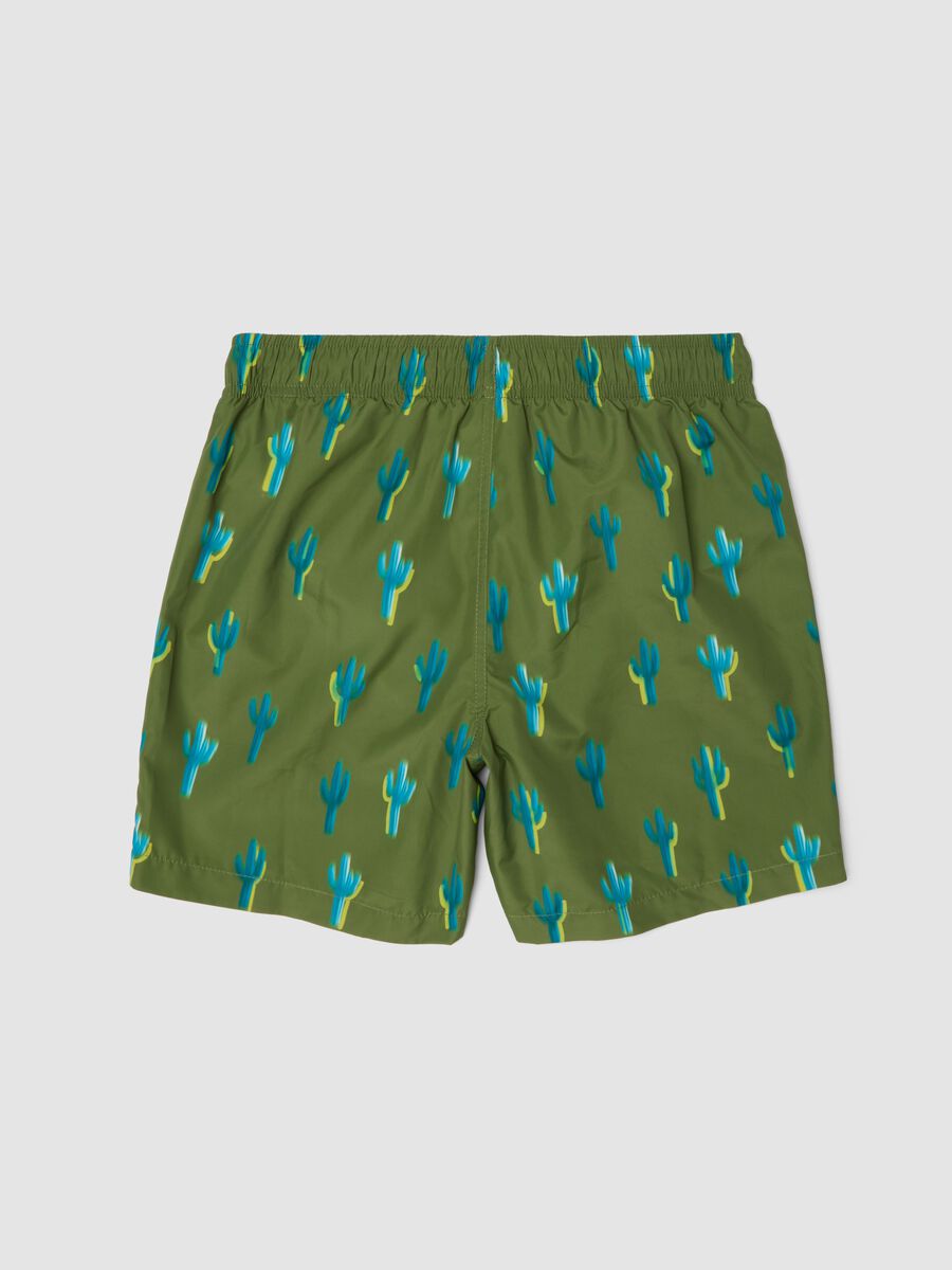 Green cactus-print boys&rsquo; swim shorts_1