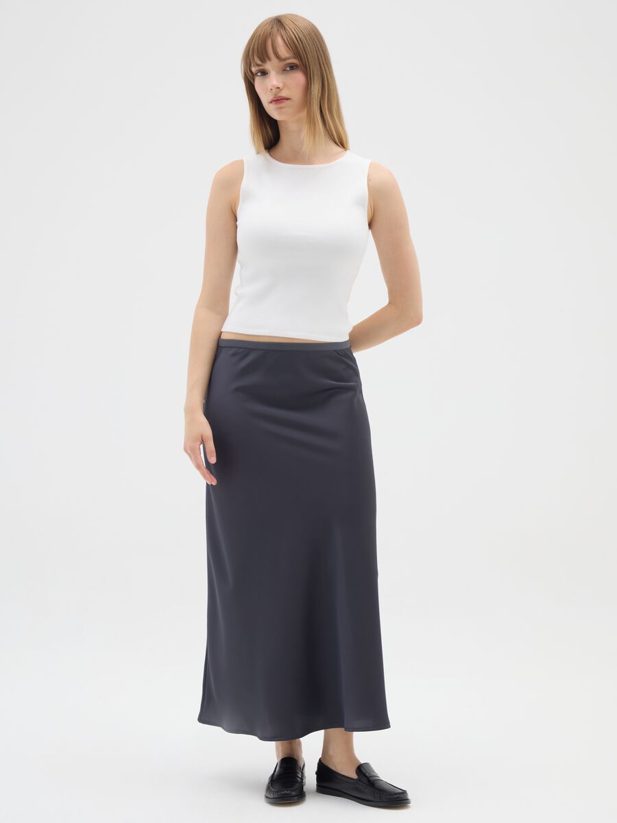 Grey Satin Long Skirt_0