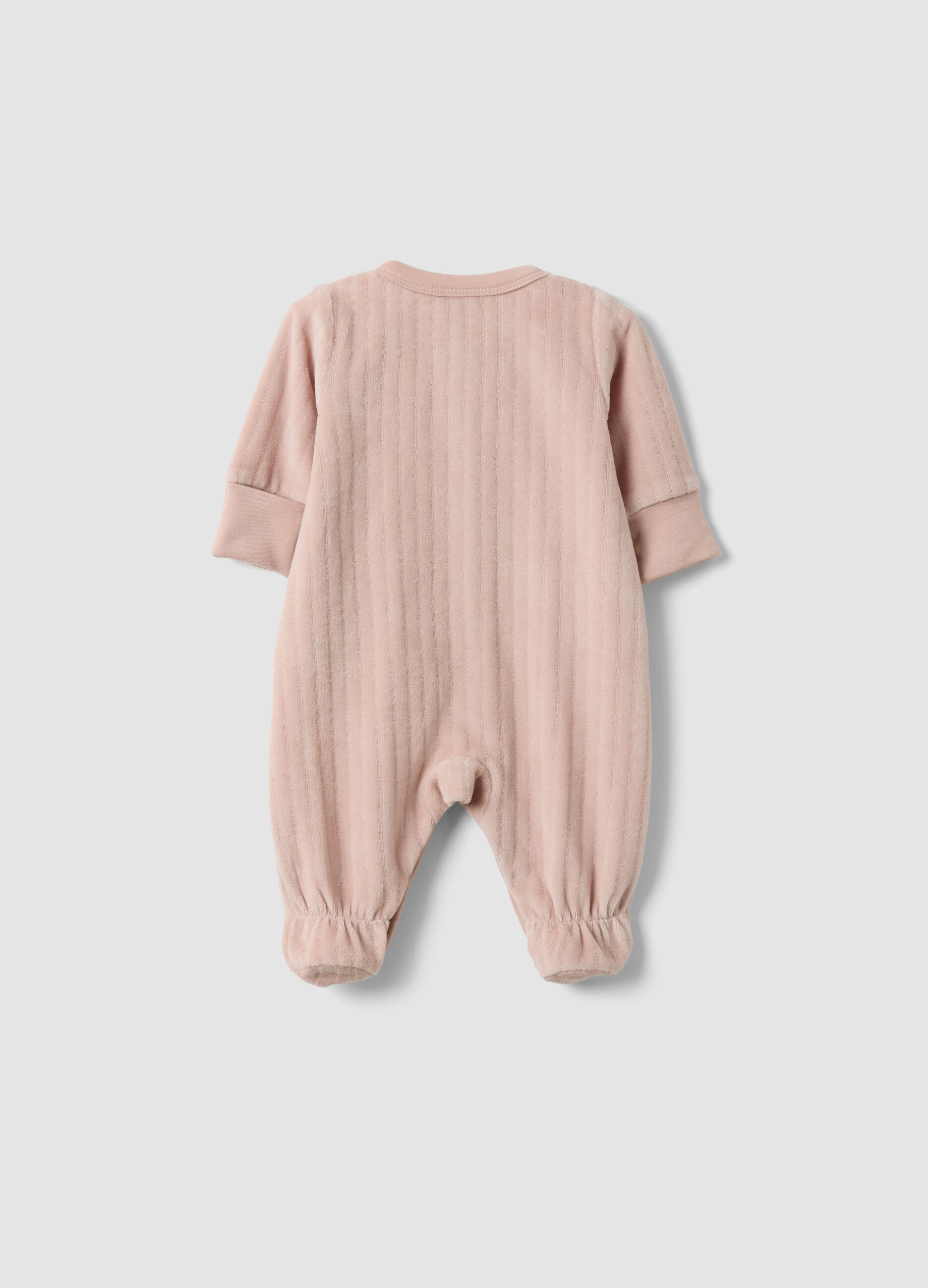 Pink organic cotton-blend sleepsuit with built-in feet