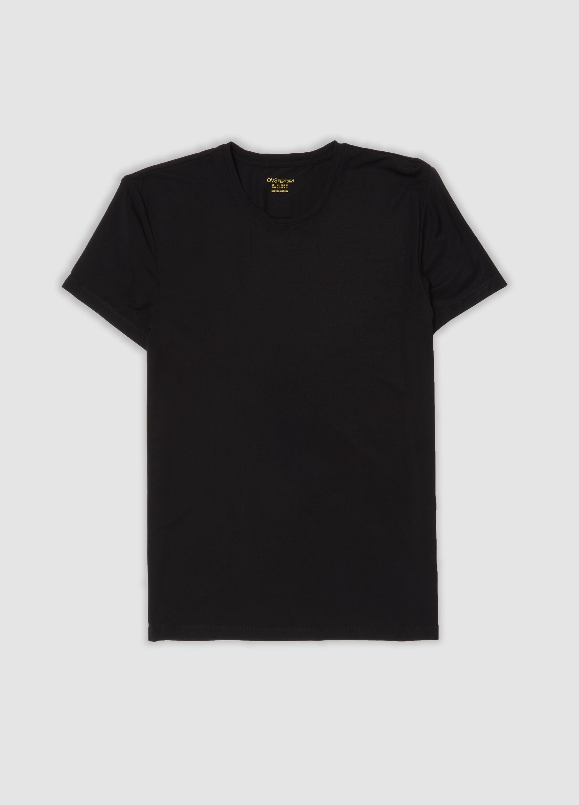 Black stretch modal crew-neck T-shirt