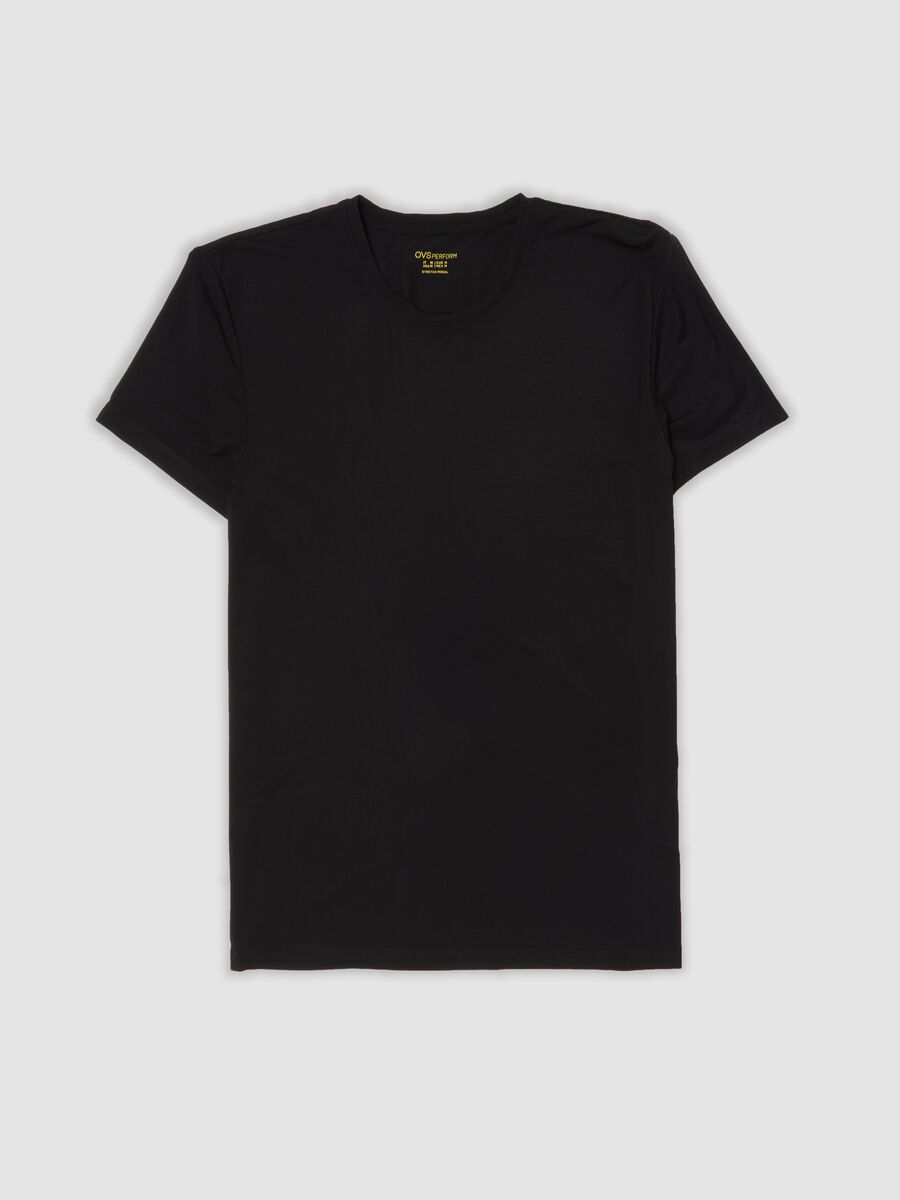 Black stretch modal crew-neck T-shirt_0
