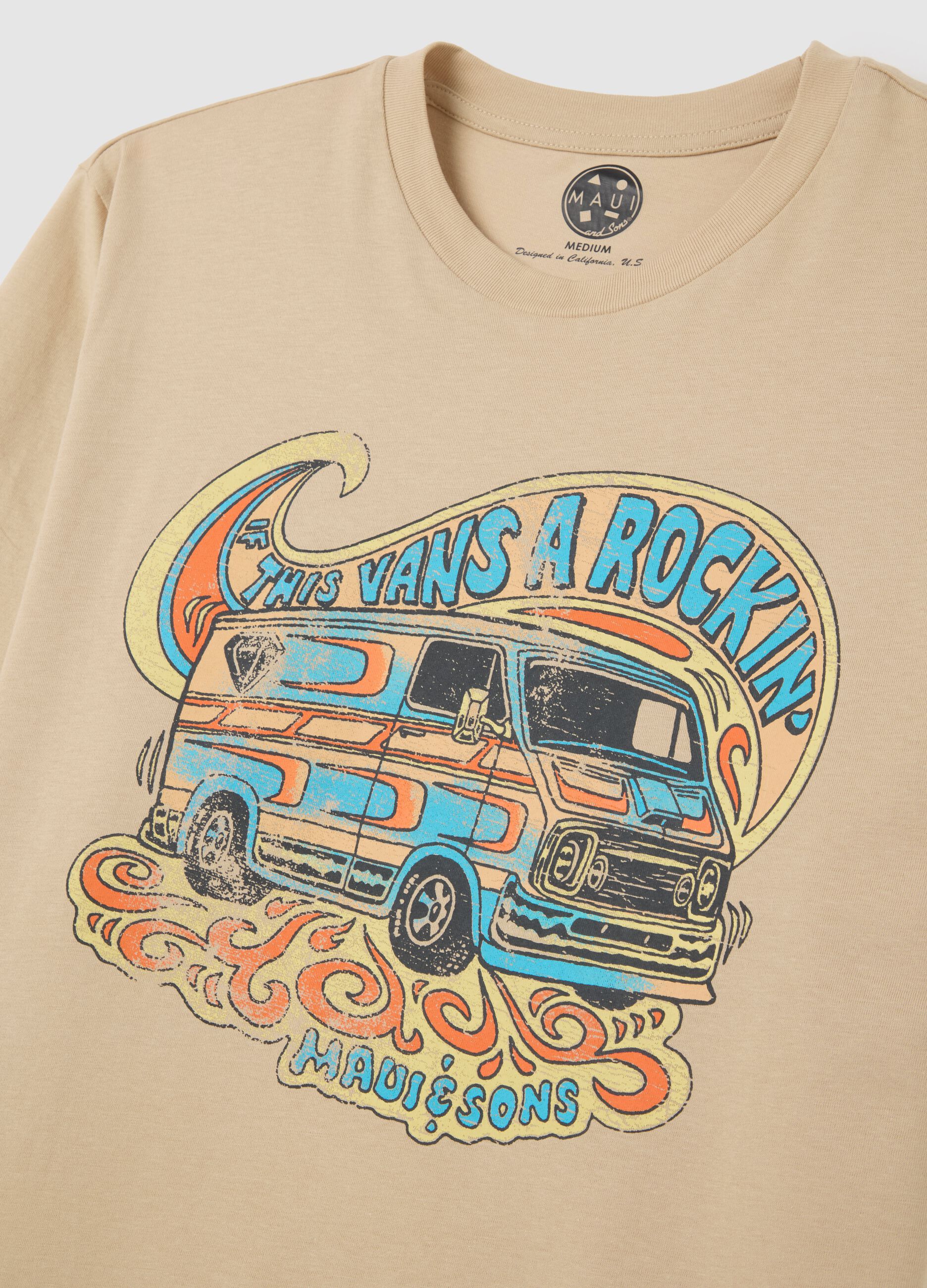 Beige T-shirt with vintage print