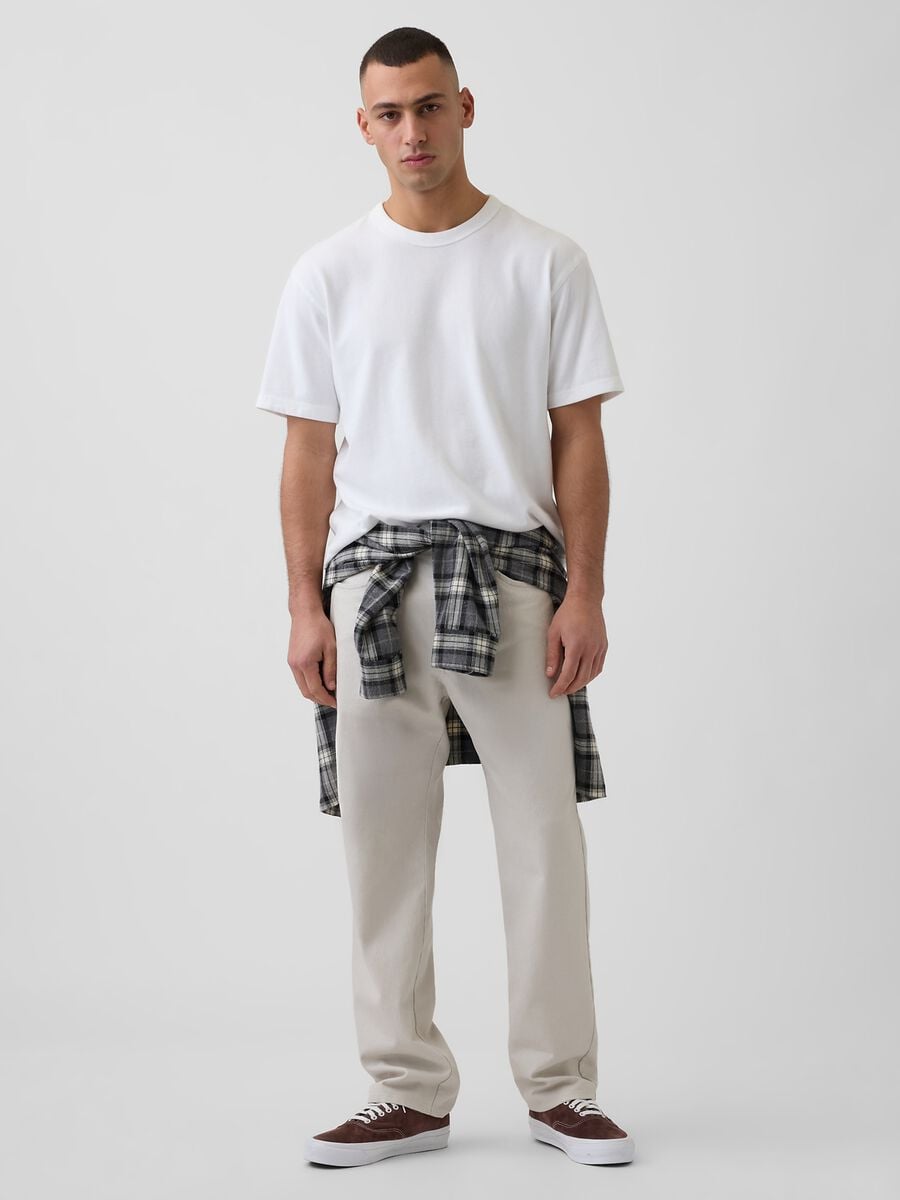 Pantaloni slim fit in misto lino e cotone_0