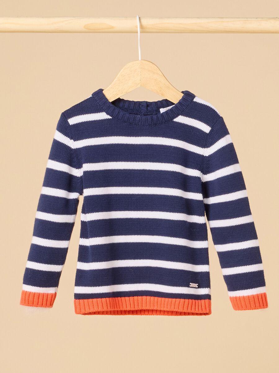 Striped cotton knit sweater_0