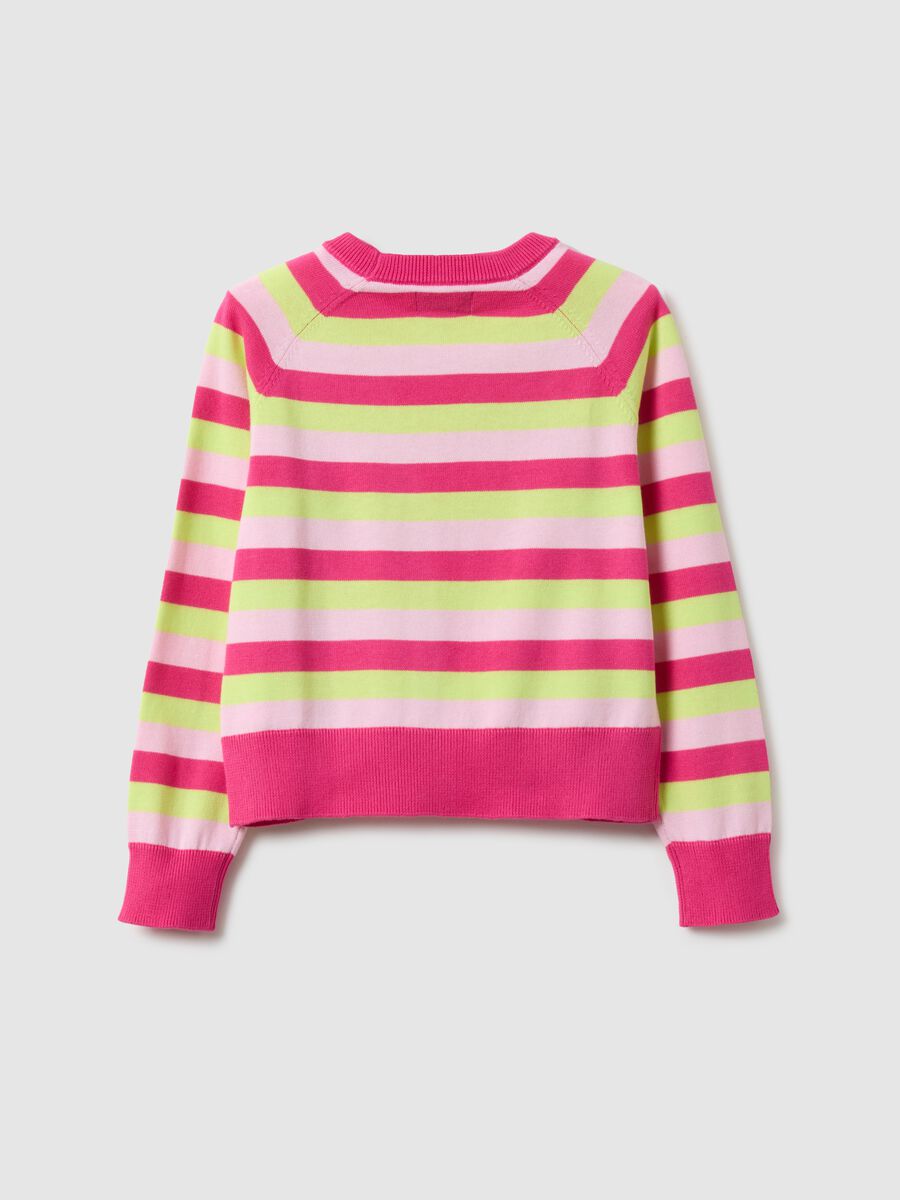 Girls' regular fit multicolour striped pure cotton pullover_4