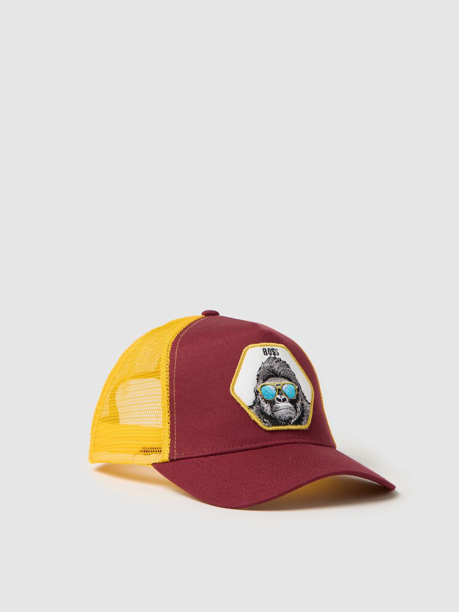 Maroon Baseball Cap with Yellow Mesh Back_0