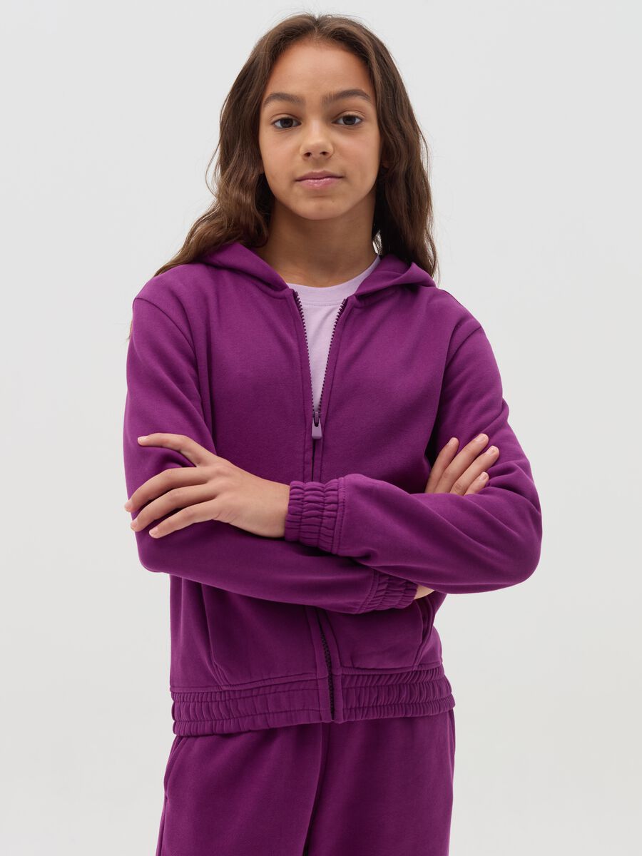 Full-zip Essential in cotone bio con cappuccio_0